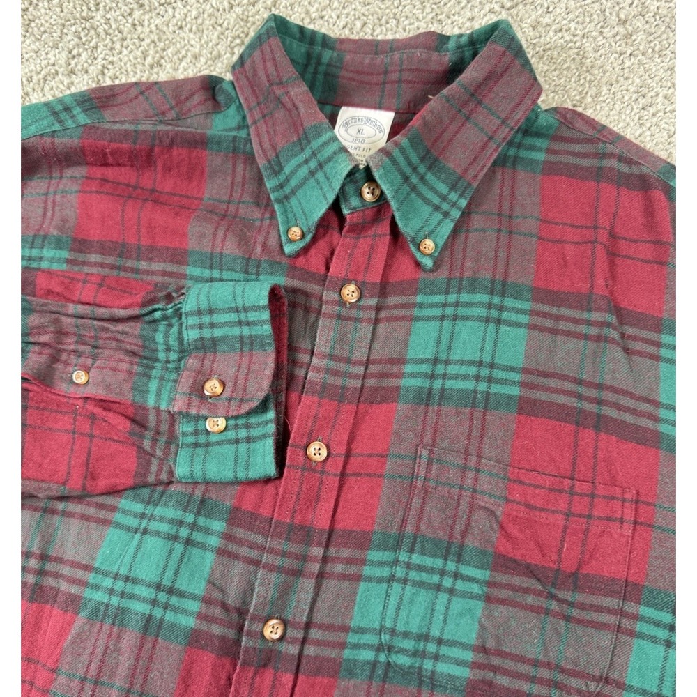 Brooks Brothers Mens‎ Flannel Shirt Plaid Button Down Gorpcore XL